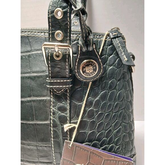 VTG Dooney & Bourke Bayou Croc Embossed Leather Shoulder Satchel Handbag - Picture 2 of 11